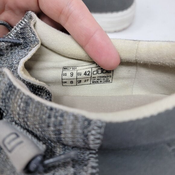 Hey Dude Wally Sox Funk Slate Gray Men's Size 9 Comfort Shoes - Picture 5 of 5